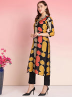 ANNI DESIGNER Womens Rayon Blend Straight Printed Kurta with Pant (SURDAS Black_L_Black_Large)