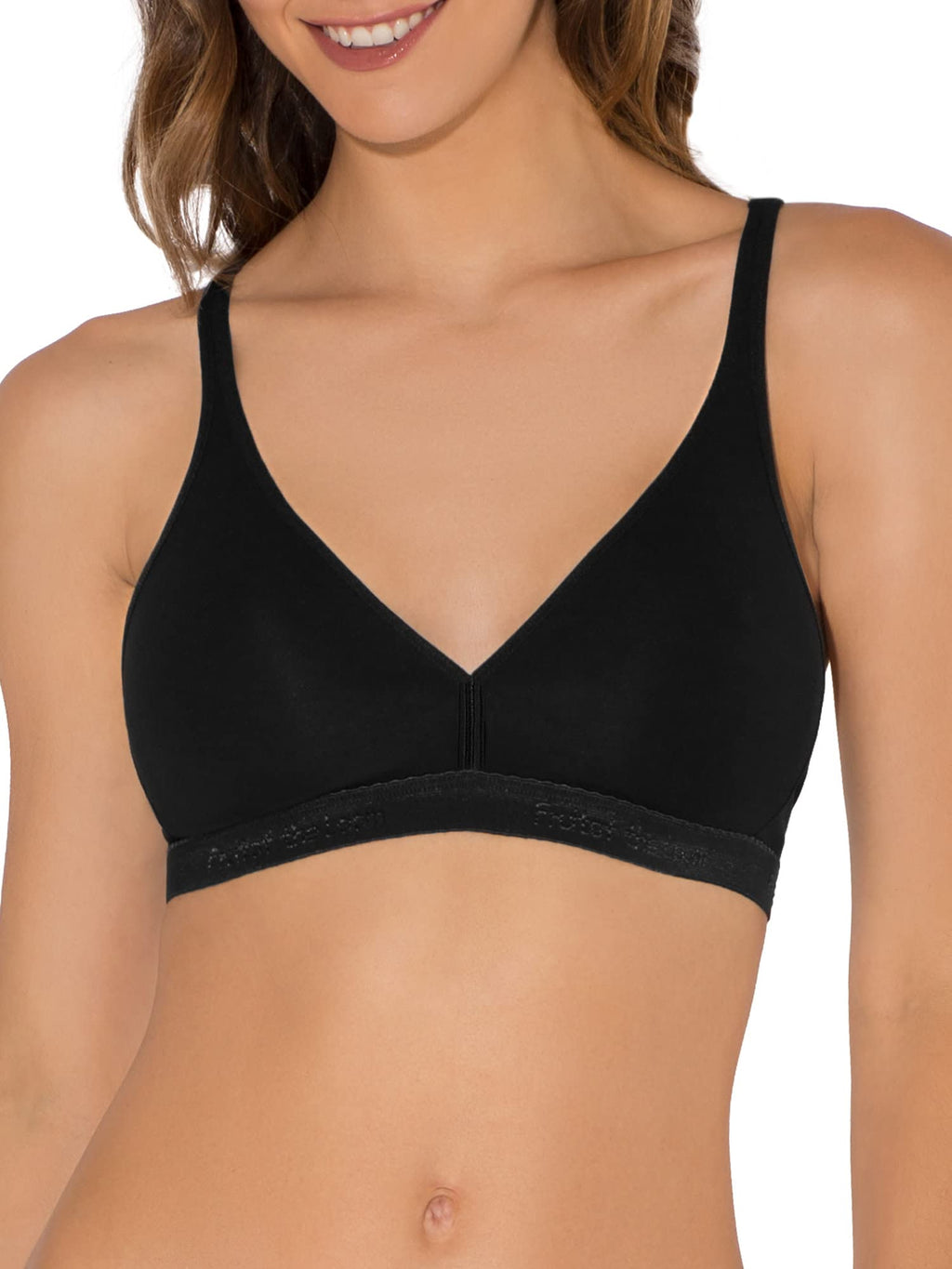 Fruit of the Loom Women's Wirefree Cotton Bralette, Black Hue/Sand, 38A