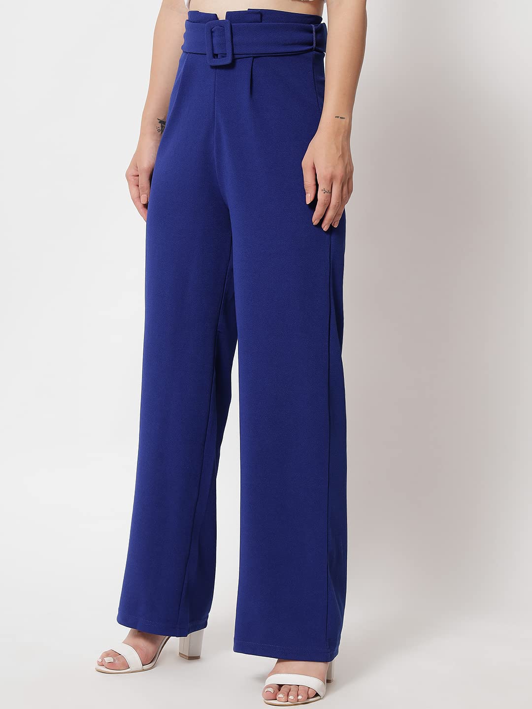 Kotty Pack Of 2 Women Flared Fit Multicolor Viscose Rayon Trousers