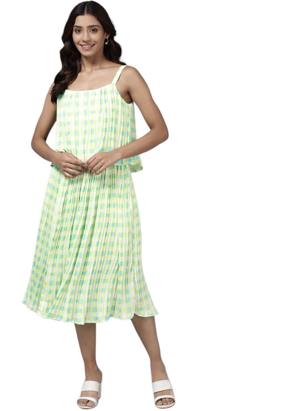 Aarika Womens Green Color Georgette Dress (SP-DR-W-507-GREEN-XL)