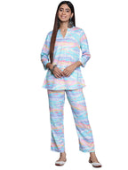 Ziyaa Women'S Blue Crepe A-Line Kurta And Palazzo Set (Zikucr4107Andpl-Xxl