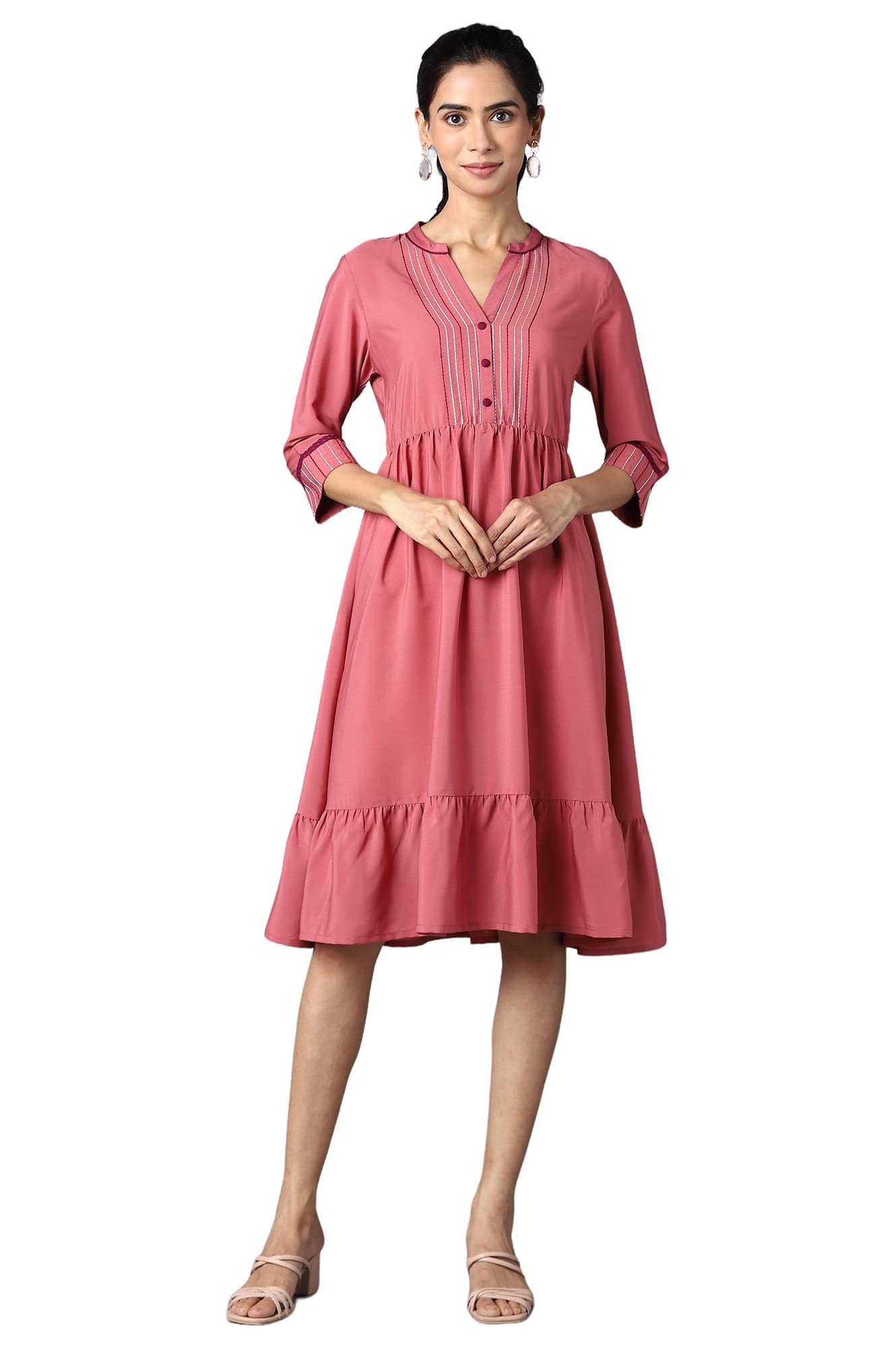 Aure Collection By Aurelia Pink Circular Embroidered Dress