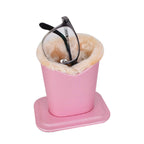 Baitaihem Pack of 2 Plush Lined Eyeglasses Holder Stand Protective Glasses Case For Desks Or Nightstands(Pink)