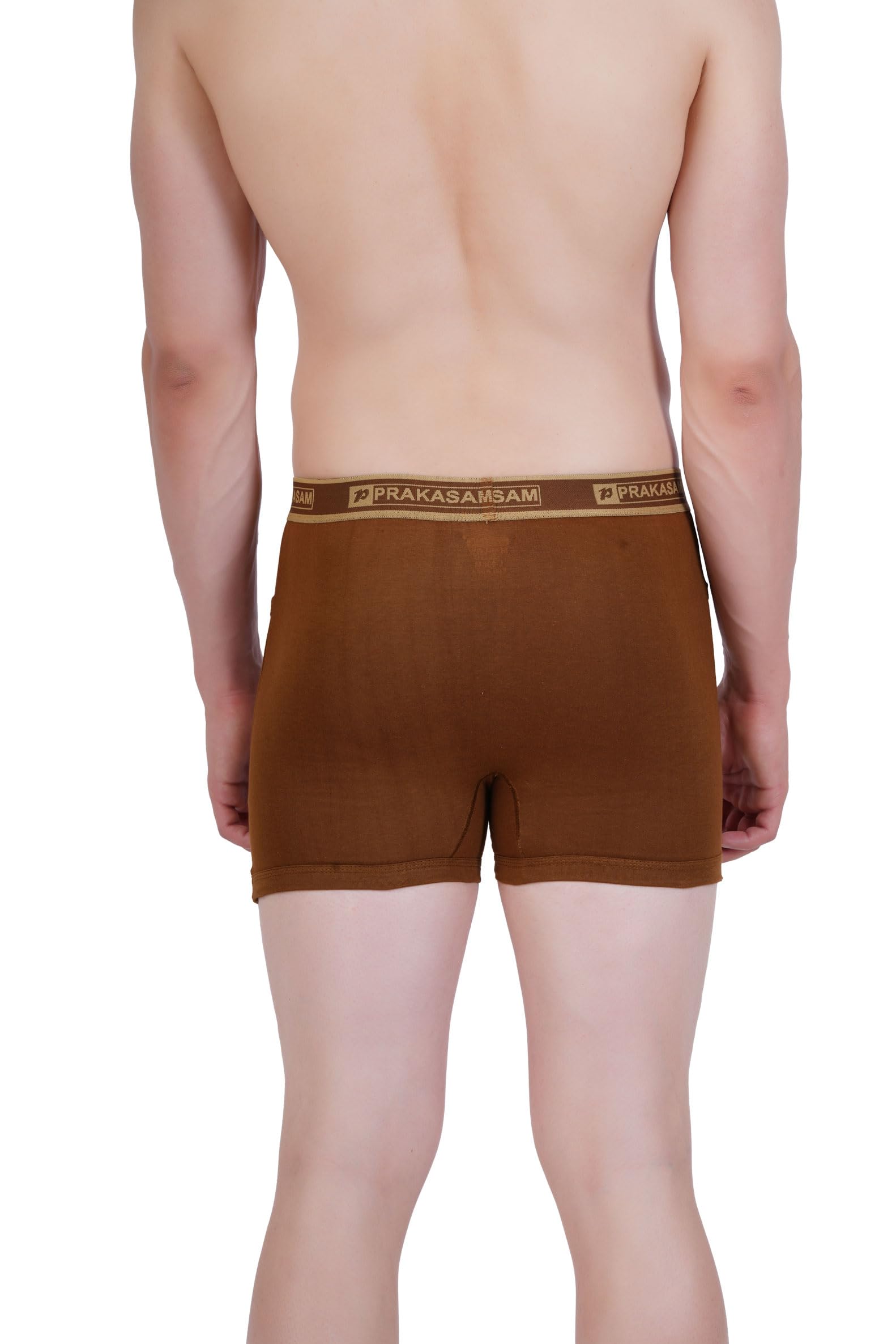PRAKASAM COTTON -Marlow Mens 100% Pure Combed Cotton Outer Elastic Plain Trunks (Pack of 2) Gold, Navy
