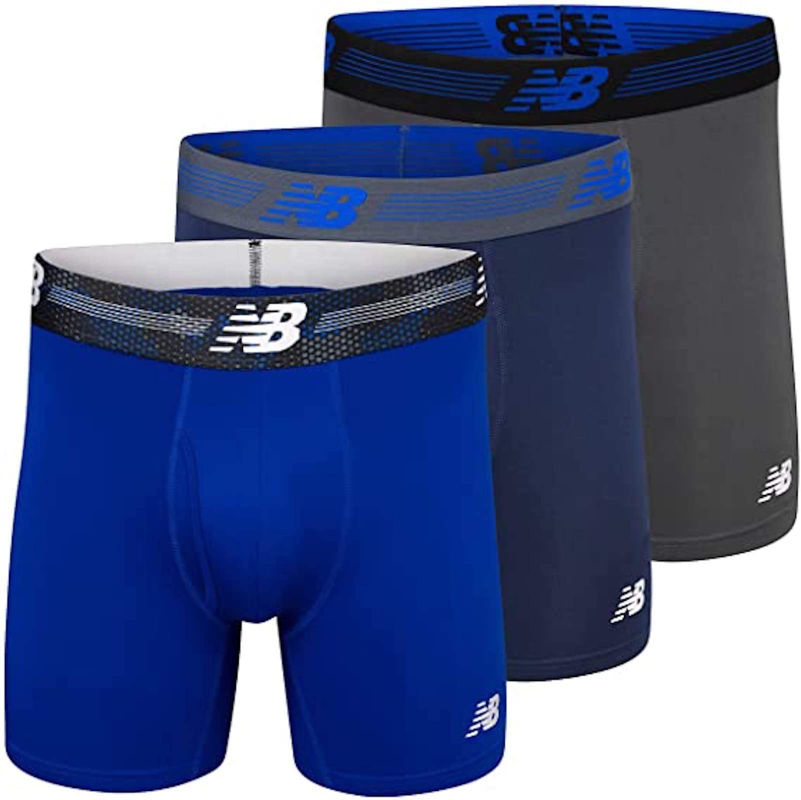 New Balance Men's 6 Boxer Brief Fly Front with Pouch, 3-Pack, Medium