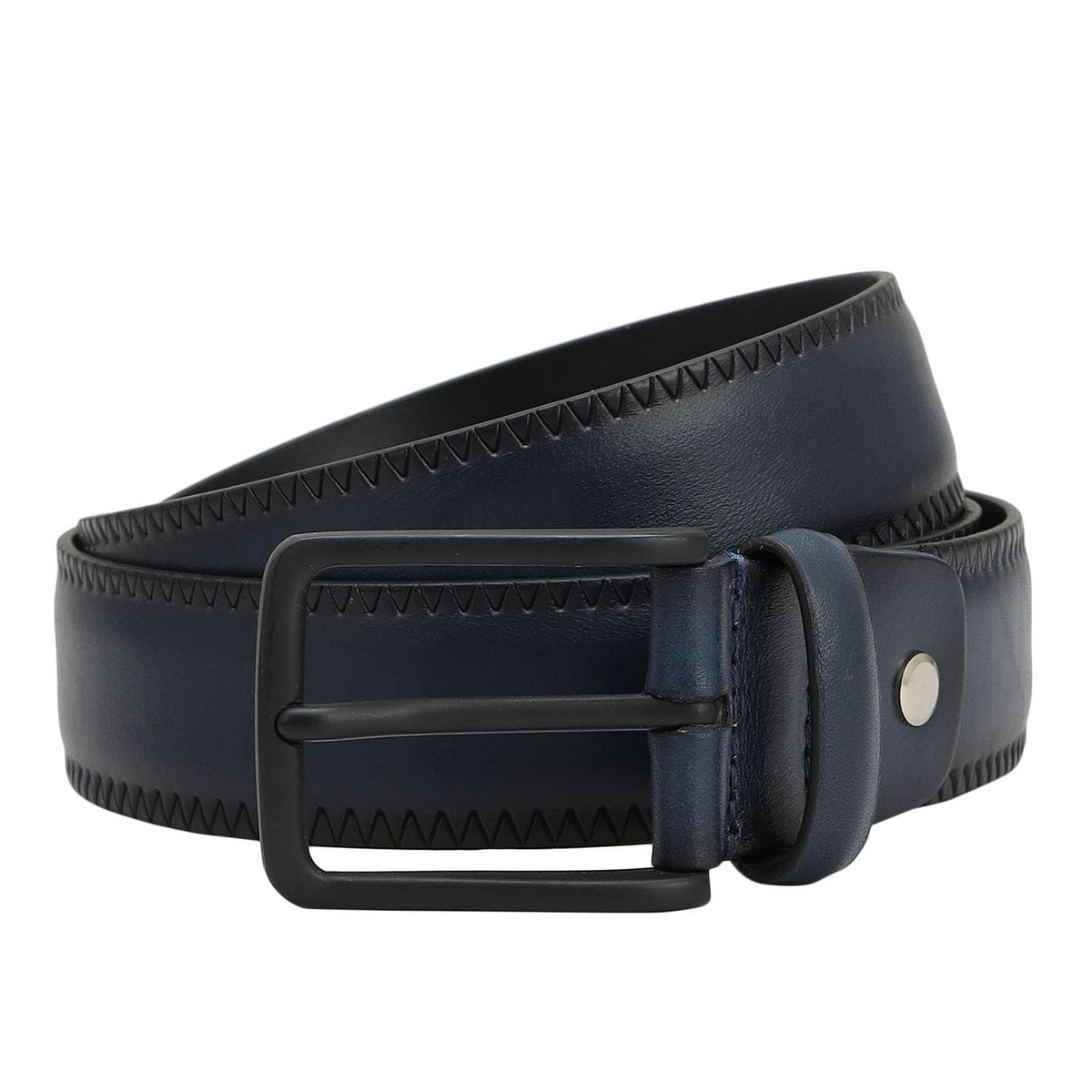 Da Milano Non Reversible Leather Belt For Men  Navy 40
