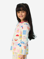 The Souled Store Official Peppa: Rainbow Splash Girls Round Neck Multicolor Graphic Printed Cotton Full Sleeve T-Shirts