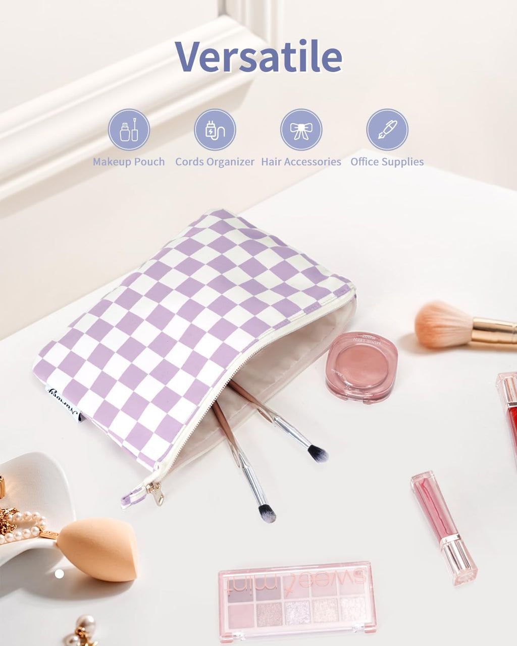 Narwey Small Makeup Bag for Purse Travel Makeup Pouch Cosmetic Bag Zipper Pouch Bags for Women