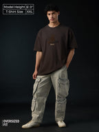 The Souled Store Harry Potter: Sorted Men and Boys Short Sleeves Round Neck Brown Embellished Cotton Oversized T-Shirts