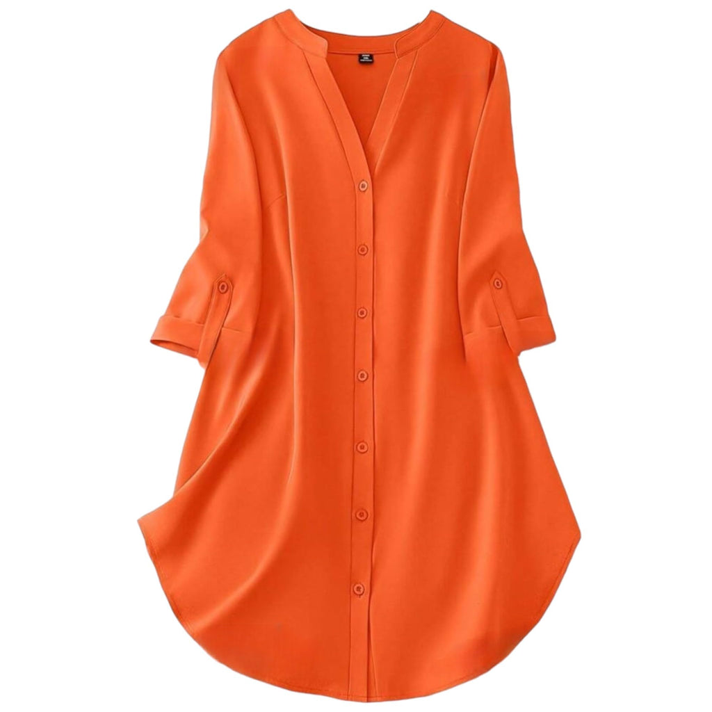 Gufrina Dresses For Women||Viscose Rayon Solid Button Front Shirt Dress For Women || Roll Tab Sleeve & Collared Neck Flared Dres
