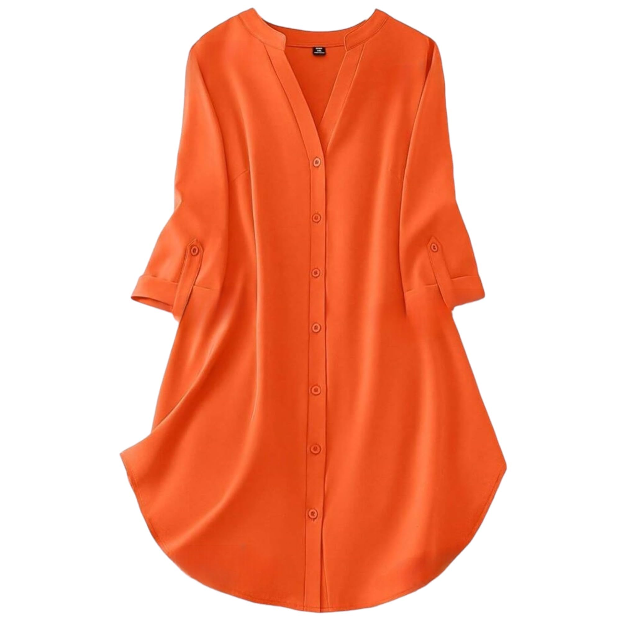 Gufrina Dresses For Women||Viscose Rayon Solid Button Front Shirt Dress For Women || Roll Tab Sleeve & Collared Neck Flared Dres
