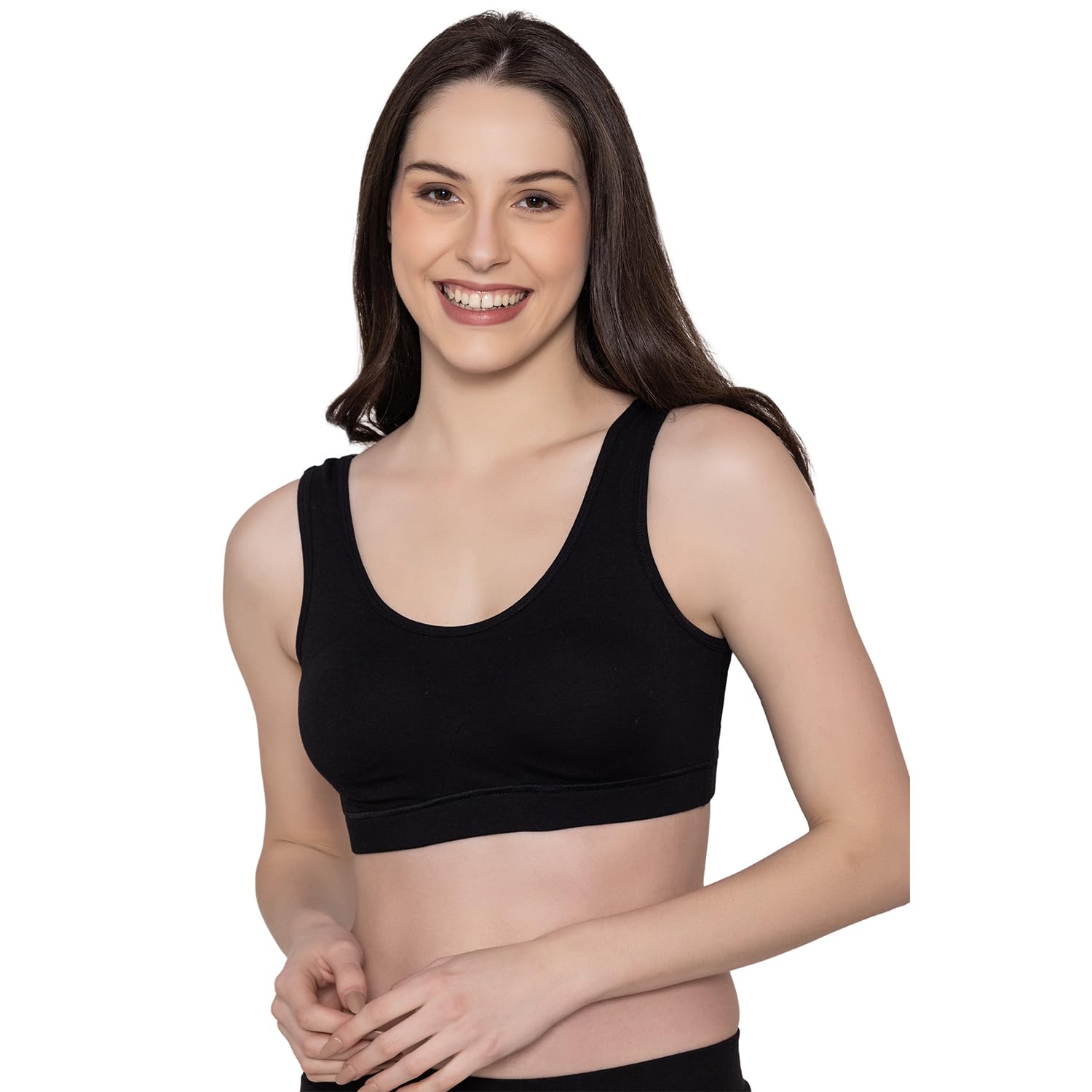 Bonjour Womens Wirefree Sports Bra|| Non Padded Cotton Full Coverage Bra for Gym, Workout,Yoga||Antimicrobial & Anti Bacterial 