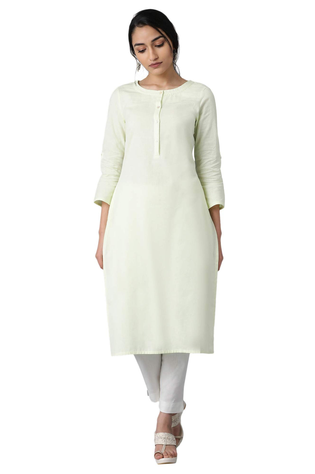 W For Woman Cotton Blend Women'S Regular A-Line Flared Kurta