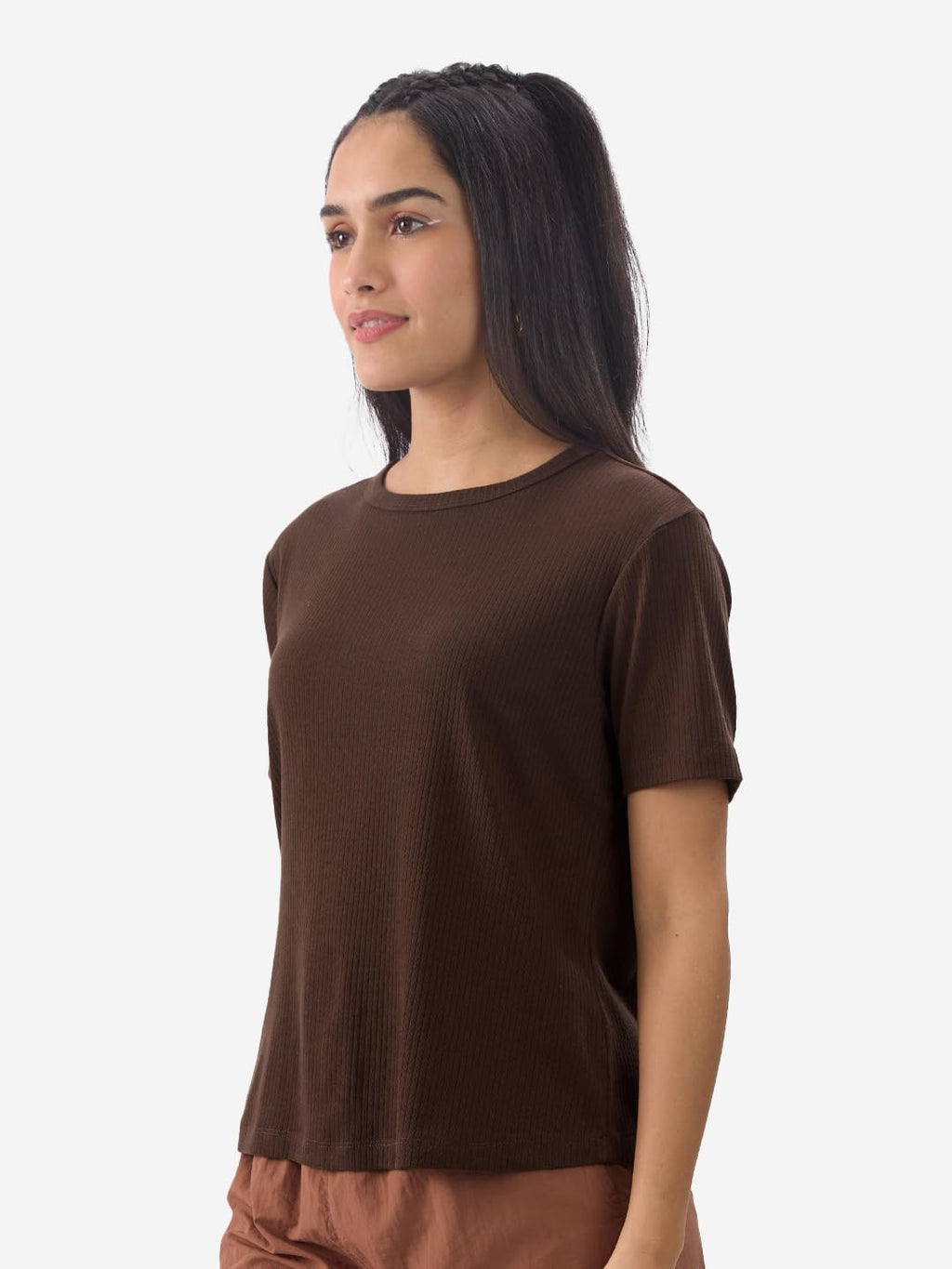 The Souled Store Brunette Women and Girls Short Sleeves Round Neck Polyester Blend Relaxed Fit Cotton T-Shirts