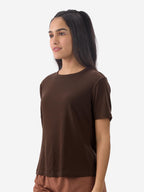 The Souled Store Brunette Women and Girls Short Sleeves Round Neck Polyester Blend Relaxed Fit Cotton T-Shirts
