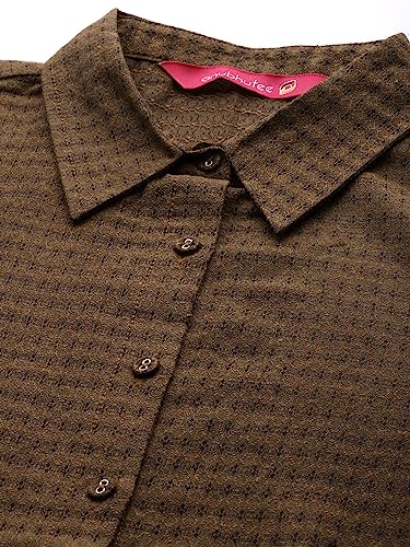 Anubhutee Women'S Cotton Blend Printed Brown Straight Kurta Suit Set With Pants