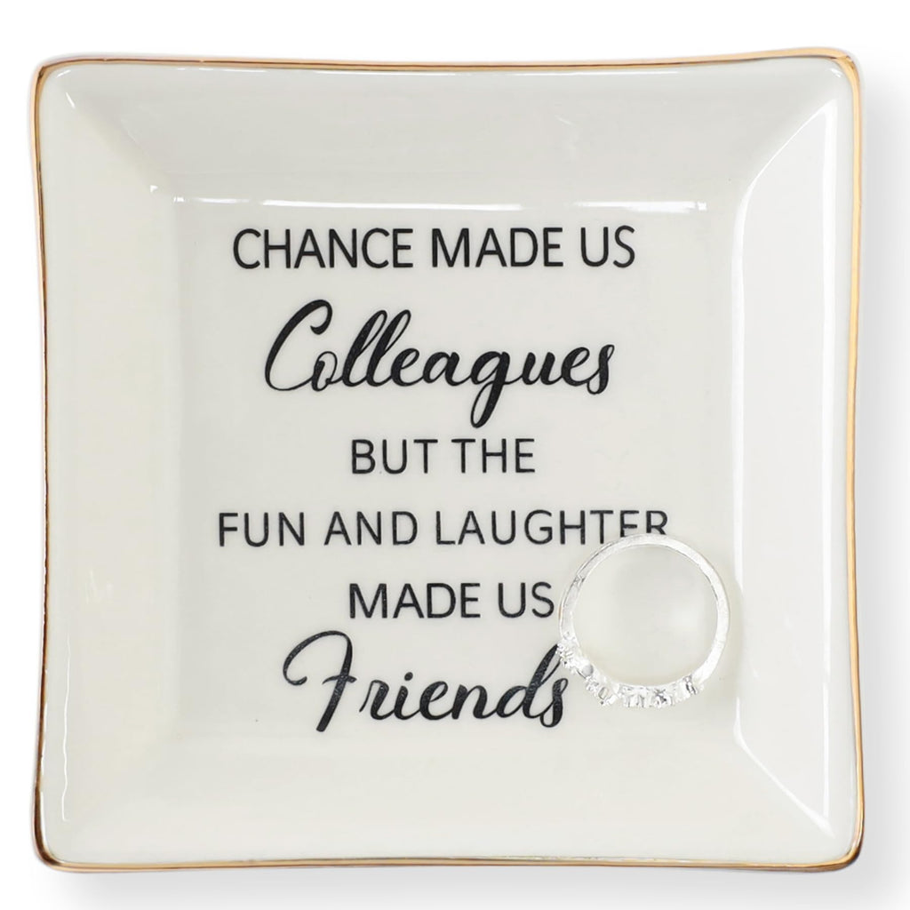 HOME SMILE Colleague to Friend Gifts for Women Jewelry Tray- Retirement Leaving Farewell Appreciation Birthday Christmas-Chance