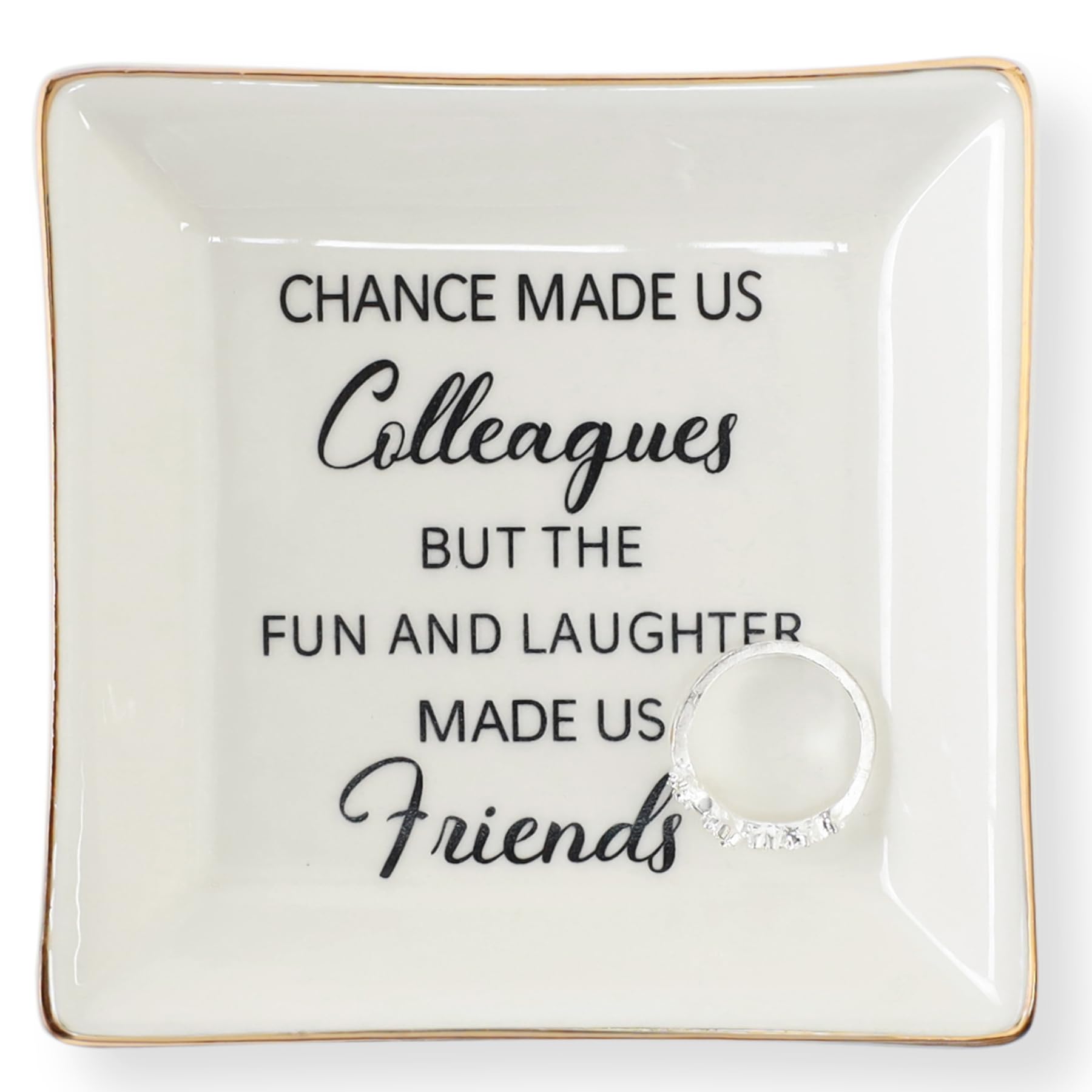 HOME SMILE Colleague to Friend Gifts for Women Jewelry Tray- Retirement Leaving Farewell Appreciation Birthday Christmas-Chance