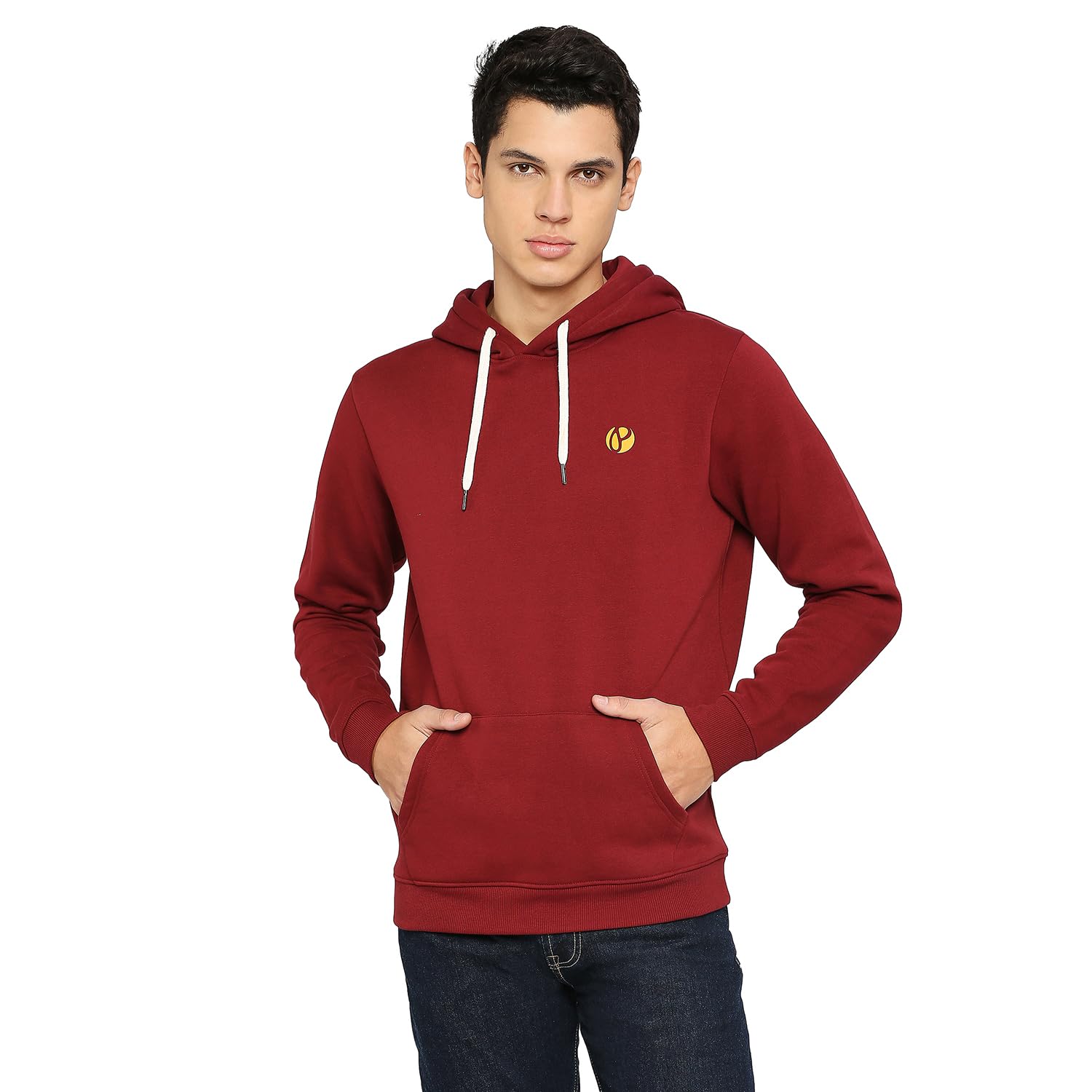 Pepe Jeans MenS Cotton Blend Hooded Neck Sweatshirt (Pm582543_Burgundy Red