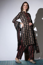 Om Sai Latest Creation Kurta Set For Women || Cotton Fully Stitched Floral Hand Block Printed Straight Kurta Sets || Stand Collar Neck Casual Kurta Set With Dupatta For Women.