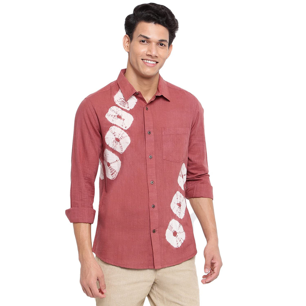 Fabindia Men Printed Casual Shirt Cotton_S Red