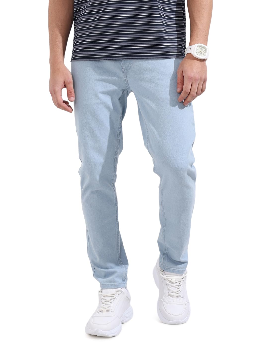 The Indian Garage Co Mens Slim Fit Solid Mid-Rise Jeans