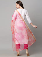 ANNI DESIGNER Womens Cotton Blend Solid Straight Kurta with Pant & with Dupatta (Chora WP_White_S_White_Small)