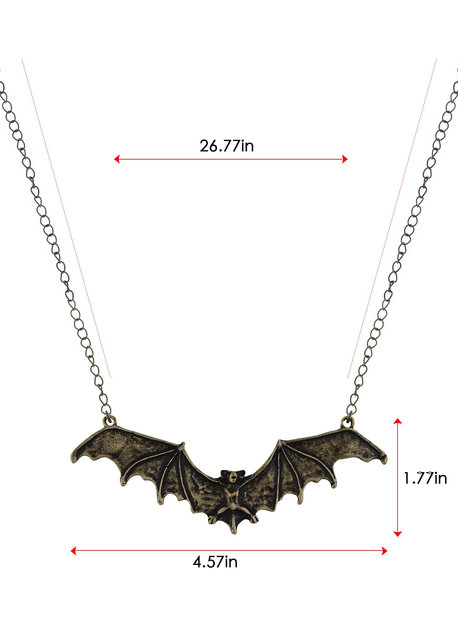Alilang Frightening Halloween Enamel Paint Flying Bat Metal Chain Pendant Necklace
