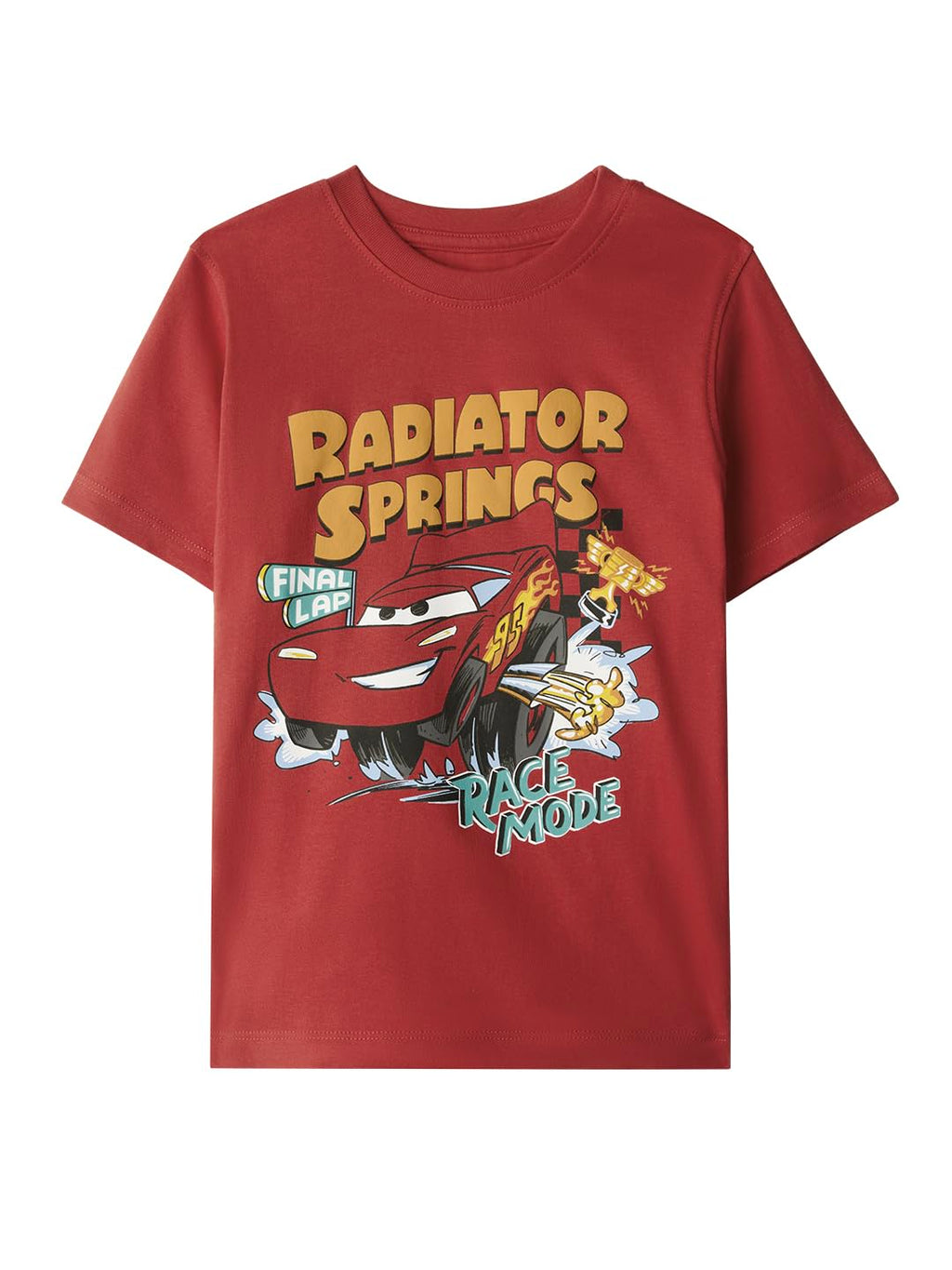 The Souled Store Disney: McQueen Boys Short Sleeves Round Neck Red Graphic Printed Regular Fit Cotton T-Shirts (2-8 Yrs)