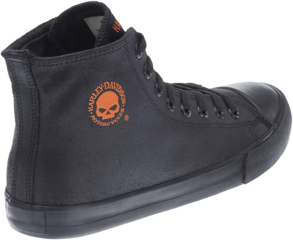 Harley-Davidson Men's Baxter Leather Motorcycle Casual Sneaker, Black/Orange, 8.5