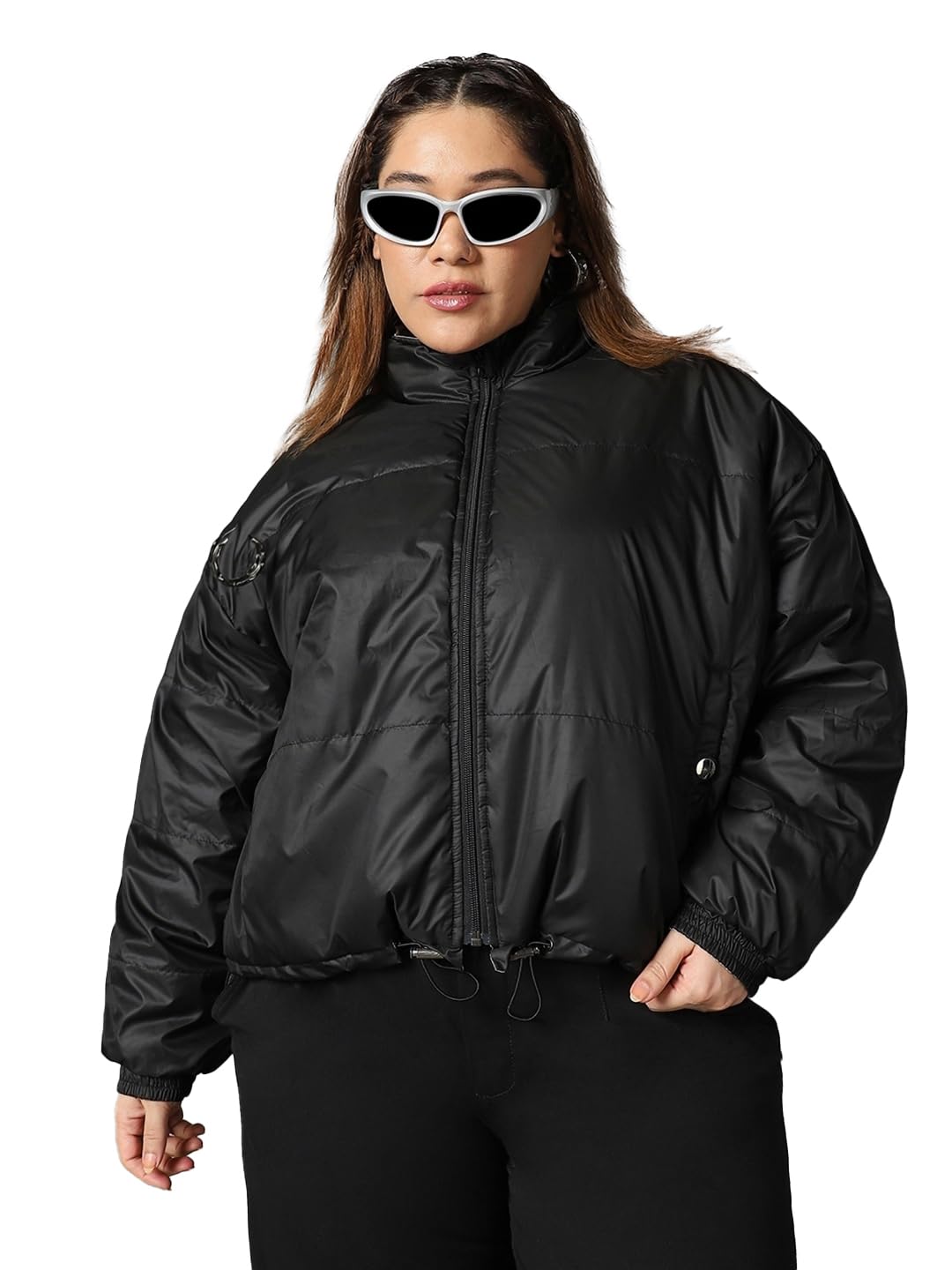 Bewakoof WomenS Solid Oversized Plus Size Jacket_624624_Black_5Xl