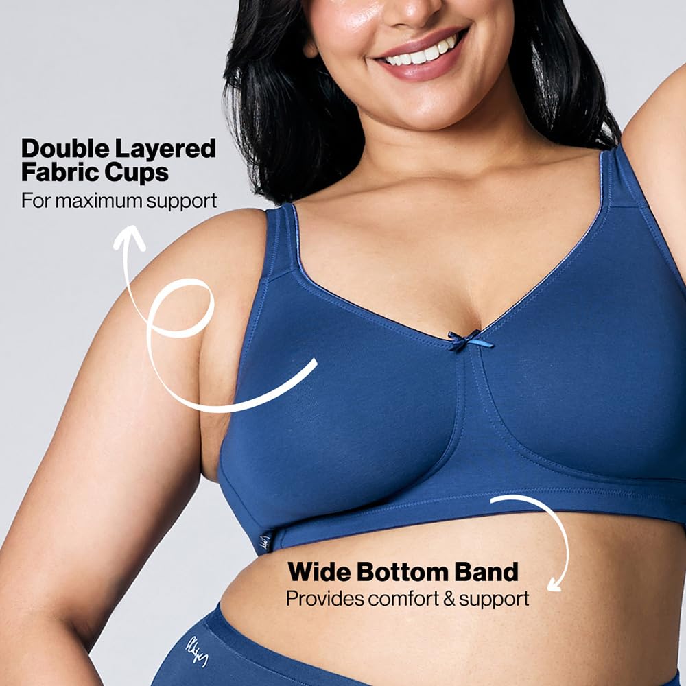 Nykd (Nyb105 Cotton Non Padded & Non Wired Everyday Bra For Women | Full Coverage Bra With No Sweat & Breast Separating Feature