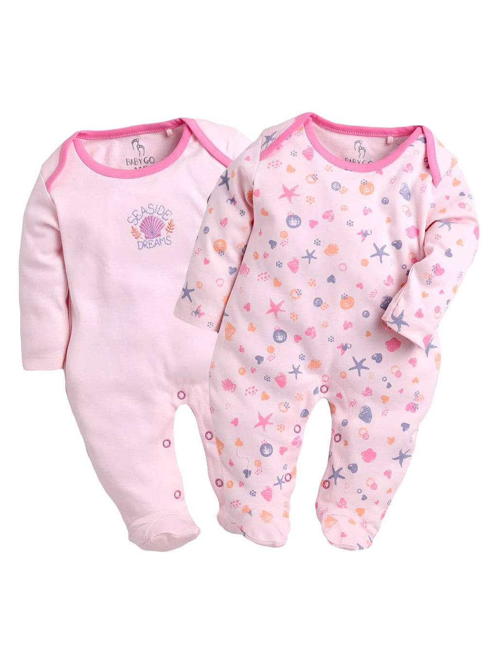BabyGo Baby Romper 100% Cotton Rompers for New Born Baby|Sleepsuits for Baby Boys & Girls |Onesies| Infant Clothes|PINK| 0-3M| 3