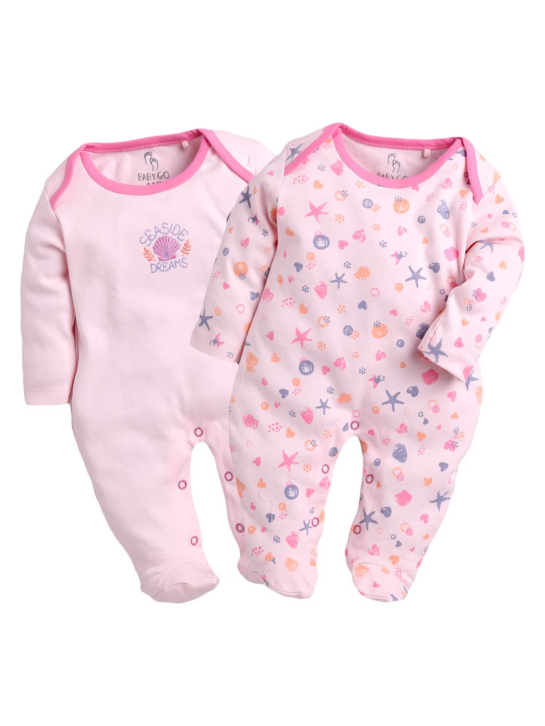 BabyGo Baby Romper 100% Cotton Rompers for New Born Baby|Sleepsuits for Baby Boys & Girls |Onesies| Infant Clothes|PINK| 0-3M| 3