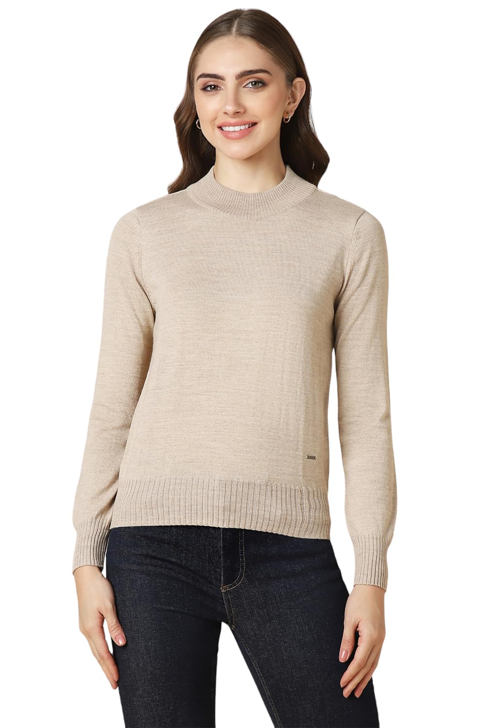 Allen Solly Women Solid Casual Round Neck Sweater