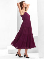Selvia Western Dress For Women|Georgette Dress For Women|Fit & Flare Dress|Solid Dress For Women|One Piece Dress For Women (401T