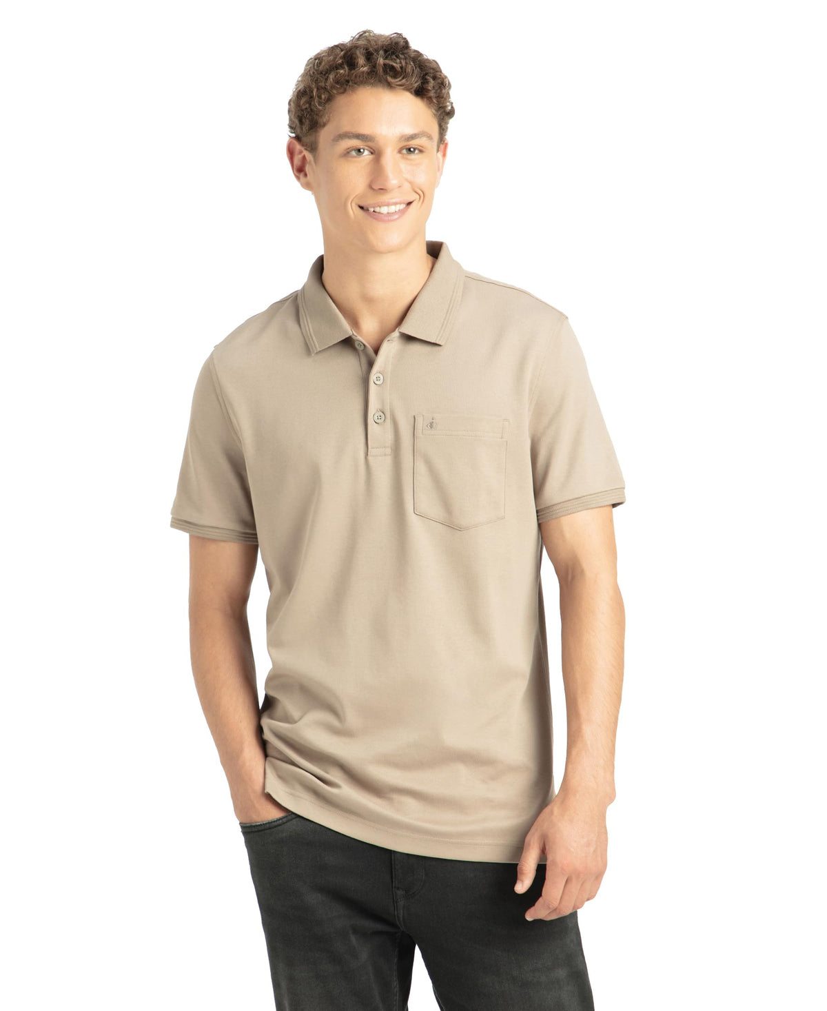 Jockey 3913 MenS Super Combed Cotton Rich Solid Half Sleeve Polo TShirt With Chest Pocket_Desert Taupe_S