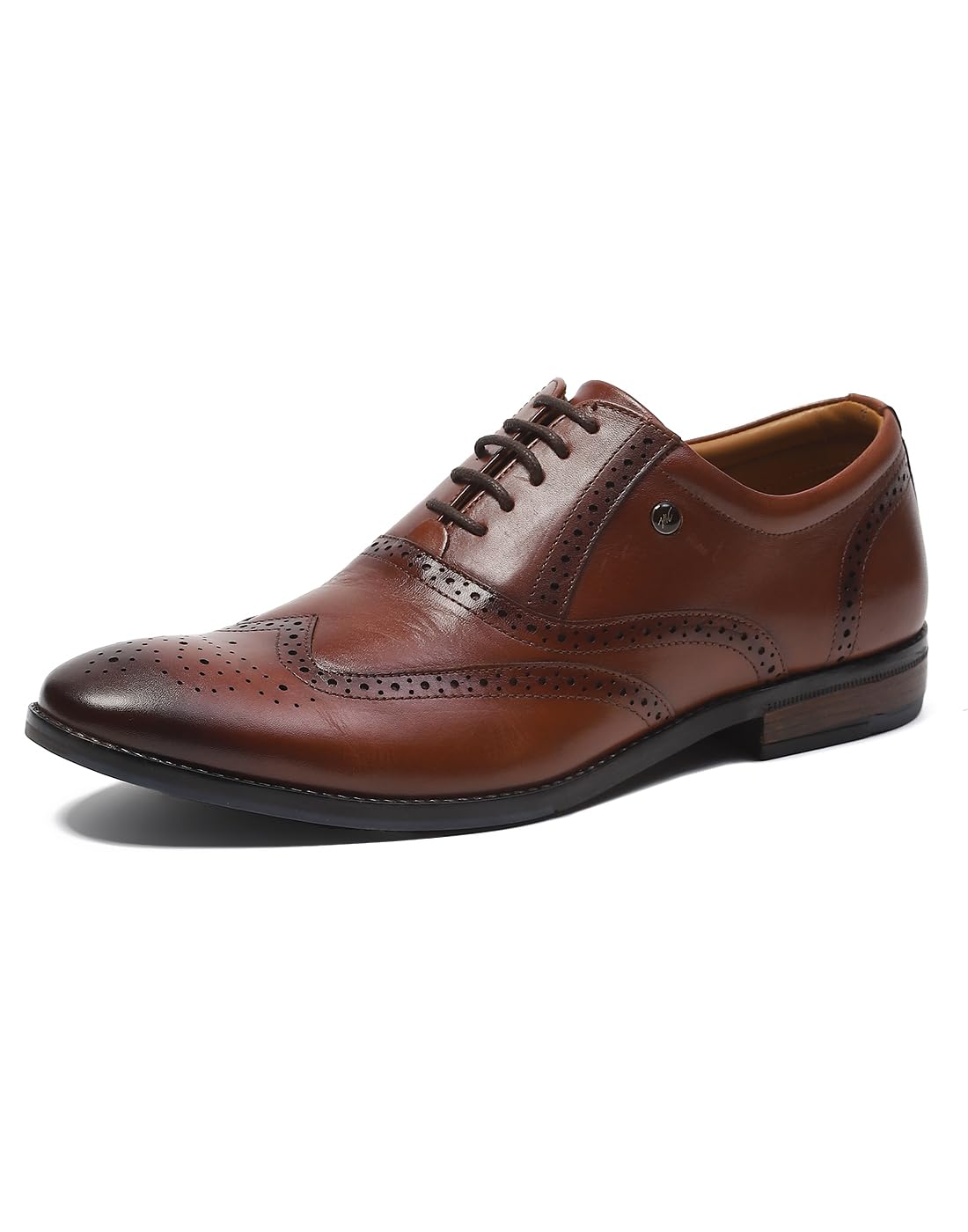 Monte Carlo Mens Tan Solid Lace Up Genuine Leather Formal Brogue Shoes (201806FW28) 8