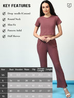 Rigo Cotton Solid Co-ord Set for Women | Round Neck, Slim Fit Tracksuit Co-ords Set for Women | Two Piece Co ord Set | Casual We