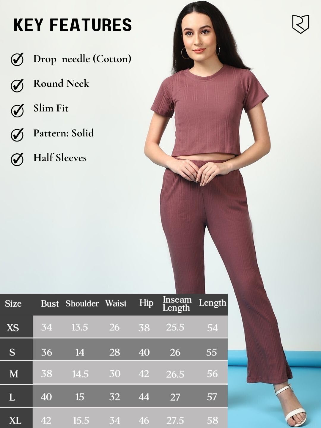 Rigo Cotton Solid Co-ord Set for Women | Round Neck, Slim Fit Tracksuit Co-ords Set for Women | Two Piece Co ord Set | Casual We