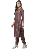 Ziyaa Women Women'S Purple Color Chinon Straight Kurta And Pant Set