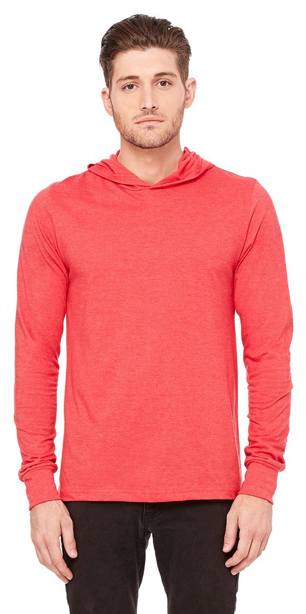 Unisex Jersey Long-Sleeve Hoodie - HEATHER NAVY - XS(D0102H7WFI6)