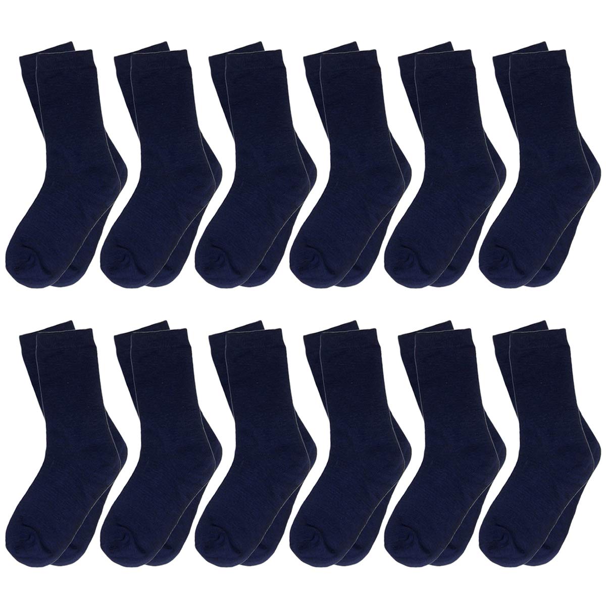 Falari 12-Pack Boy Toddler Kids Cotton Crew Socks 4-6 Navy