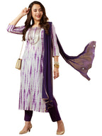 ANNI DESIGNER Womens Cotton Blend Straight Printed Kurta with Pant & Dupatta (Tiedye-BEGANI_XXL_Violet_XX-Large)