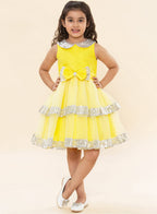 A.T.U.N. (ALL THINGS UBER NICE) Girls Peter Pan Sequins Collar Birthday Party Princess Tiered Dress for Kids 0-10Y Yellow