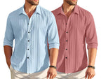 ROYALSCOUT Combo of 2 Textured Shirts for Men | Long Sleeves Perfect for Smart Workwear, Relaxed Outings, or Formal Occasions