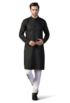 Toplot Kurta For Men || MenS Ethnic Wear Sequin Embroidered Cotton Blend Kurta Set || MenS Kurta (Men-Seq-Kurta-Set-5209-Black