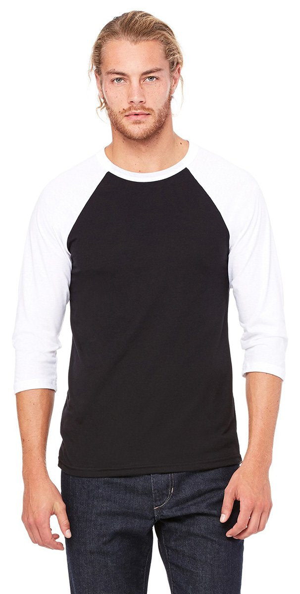 Unisex 34-Sleeve Baseball T-Shirt - gRY cHR BLK TRB - S(D0102H7WgT2)