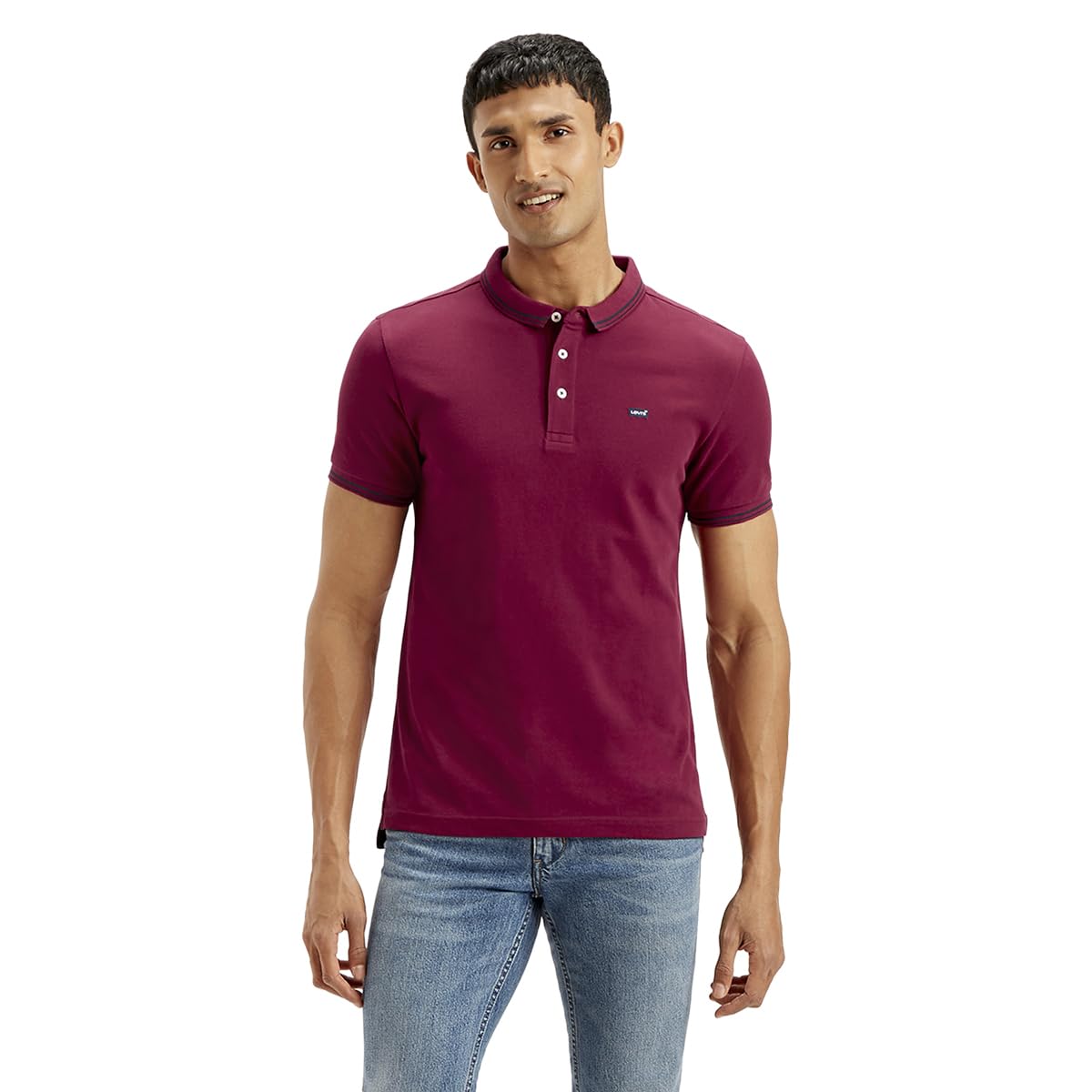 LeviS MenS Solid Slim Fit Polo TShirt Burgundy 34