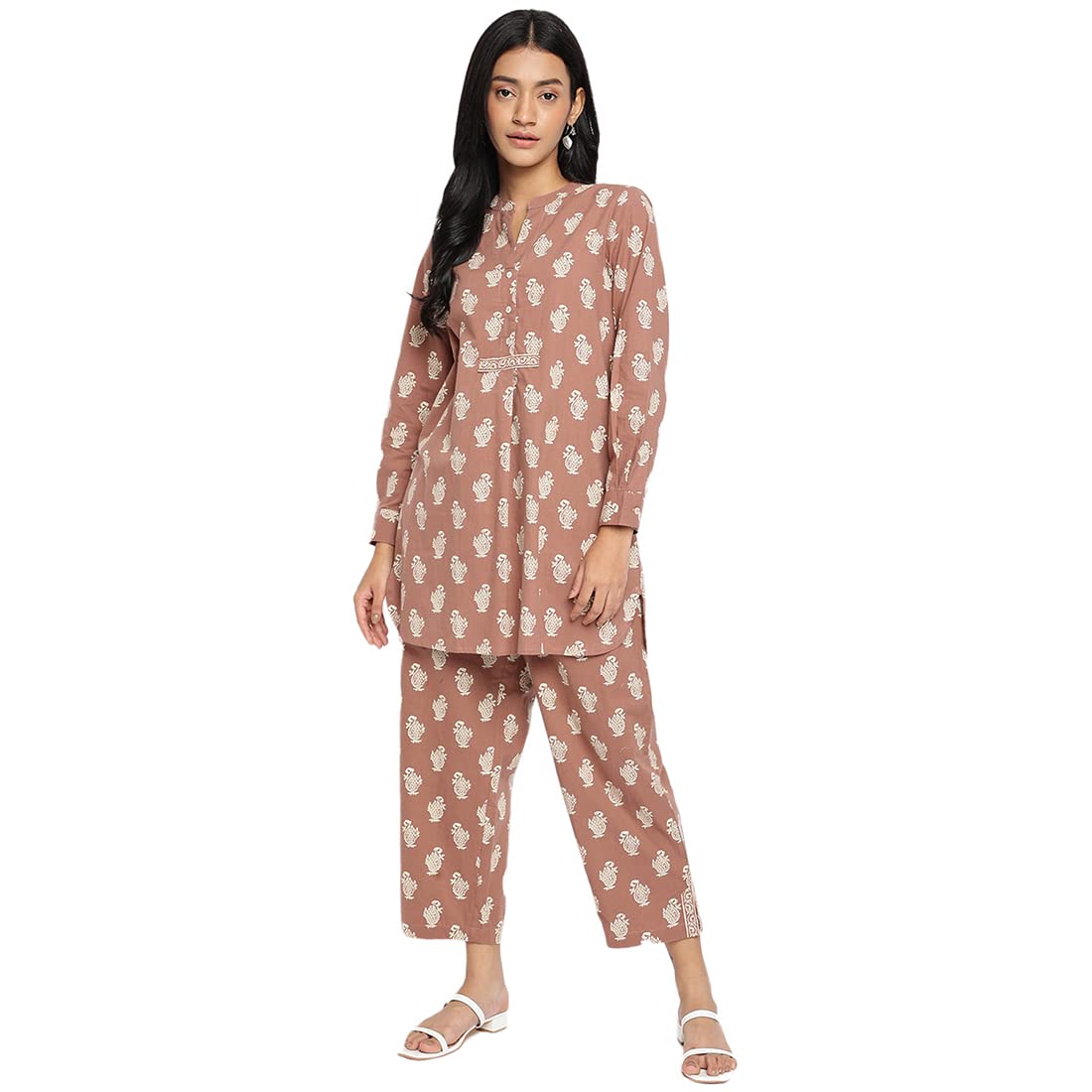 Fabindia Womens Regular Pants Set (210591101_Lilac